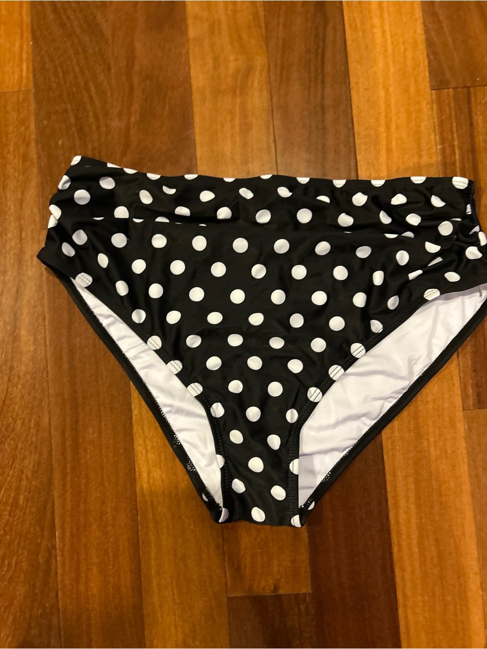 Daci Black & White Polka Dot High-Waist Swim Bottoms New Without Tags size XL